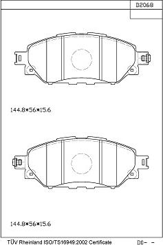 Asimco KD2068 - Гальмівні колодки, дискові гальма autozip.com.ua