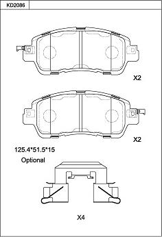 Asimco KD2086 - Гальмівні колодки, дискові гальма autozip.com.ua