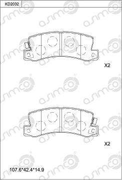 Asimco KD2032 - Гальмівні колодки, дискові гальма autozip.com.ua