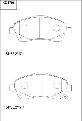 Asimco KD2798 - Гальмівні колодки, дискові гальма autozip.com.ua