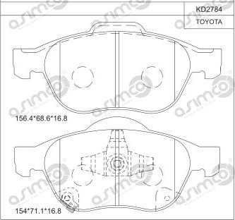 Asimco KD2784 - Гальмівні колодки, дискові гальма autozip.com.ua