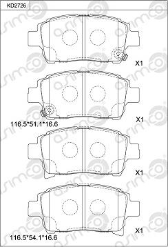 Asimco KD2726 - Гальмівні колодки, дискові гальма autozip.com.ua