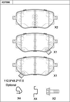 Asimco KD7996 - Гальмівні колодки, дискові гальма autozip.com.ua