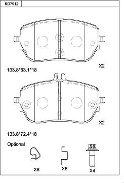 Asimco KD7912 - Гальмівні колодки, дискові гальма autozip.com.ua