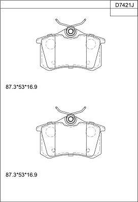 Asimco KD7421 - Гальмівні колодки, дискові гальма autozip.com.ua