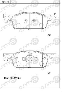 Asimco KD7478 - Гальмівні колодки, дискові гальма autozip.com.ua