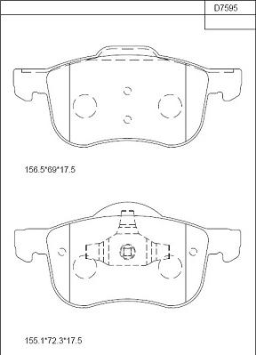 Asimco KD7595 - Гальмівні колодки, дискові гальма autozip.com.ua