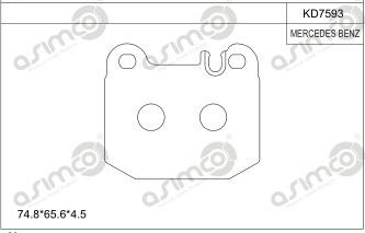 Asimco KD7593 - Гальмівні колодки, дискові гальма autozip.com.ua