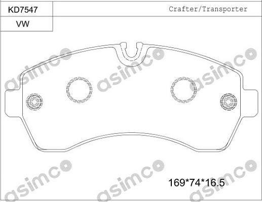 Asimco KD7547 - Гальмівні колодки, дискові гальма autozip.com.ua