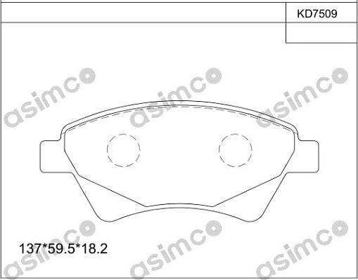 Asimco KD7509 - Гальмівні колодки, дискові гальма autozip.com.ua