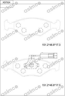 Asimco KD7524 - Гальмівні колодки, дискові гальма autozip.com.ua