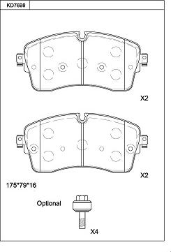 Asimco KD7698 - Гальмівні колодки, дискові гальма autozip.com.ua