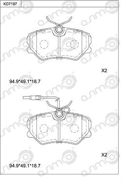 Asimco KD7197 - Гальмівні колодки, дискові гальма autozip.com.ua