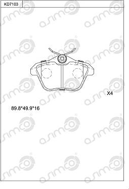 Asimco KD7103 - Гальмівні колодки, дискові гальма autozip.com.ua