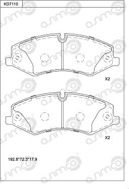 Asimco KD7110 - Гальмівні колодки, дискові гальма autozip.com.ua