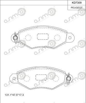 Asimco KD7309 - Гальмівні колодки, дискові гальма autozip.com.ua