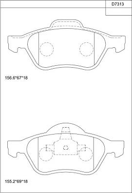 Asimco KD7313 - Гальмівні колодки, дискові гальма autozip.com.ua