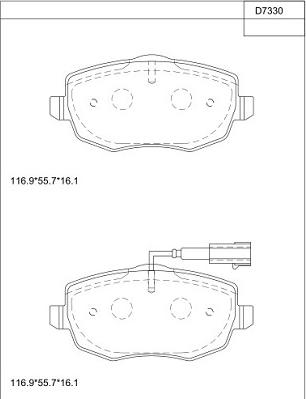 Asimco KD7330 - Гальмівні колодки, дискові гальма autozip.com.ua