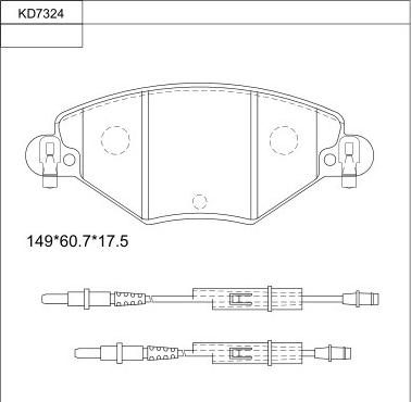 Asimco KD7324 - Гальмівні колодки, дискові гальма autozip.com.ua