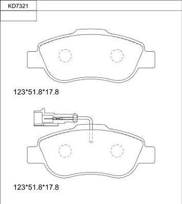 Asimco KD7321 - Гальмівні колодки, дискові гальма autozip.com.ua