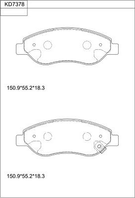 Asimco KD7378 - Гальмівні колодки, дискові гальма autozip.com.ua