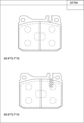 Asimco KD7754 - Гальмівні колодки, дискові гальма autozip.com.ua