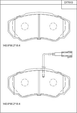 Asimco KD77613 - Гальмівні колодки, дискові гальма autozip.com.ua