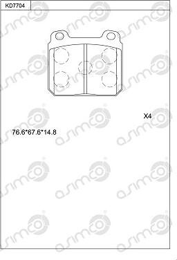 Asimco KD7704 - Гальмівні колодки, дискові гальма autozip.com.ua