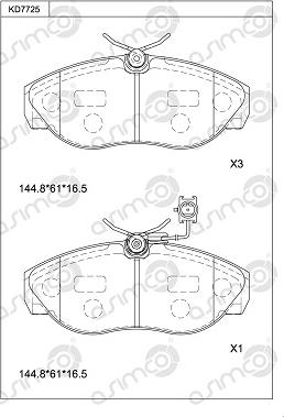 Asimco KD7725 - Гальмівні колодки, дискові гальма autozip.com.ua