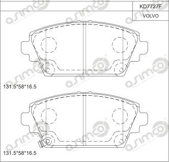 Asimco KD7727F - Гальмівні колодки, дискові гальма autozip.com.ua