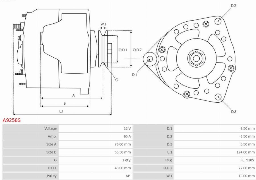 AS-PL A9258S - Генератор autozip.com.ua