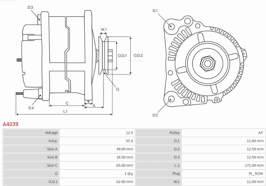 AS-PL A4039 - Генератор autozip.com.ua