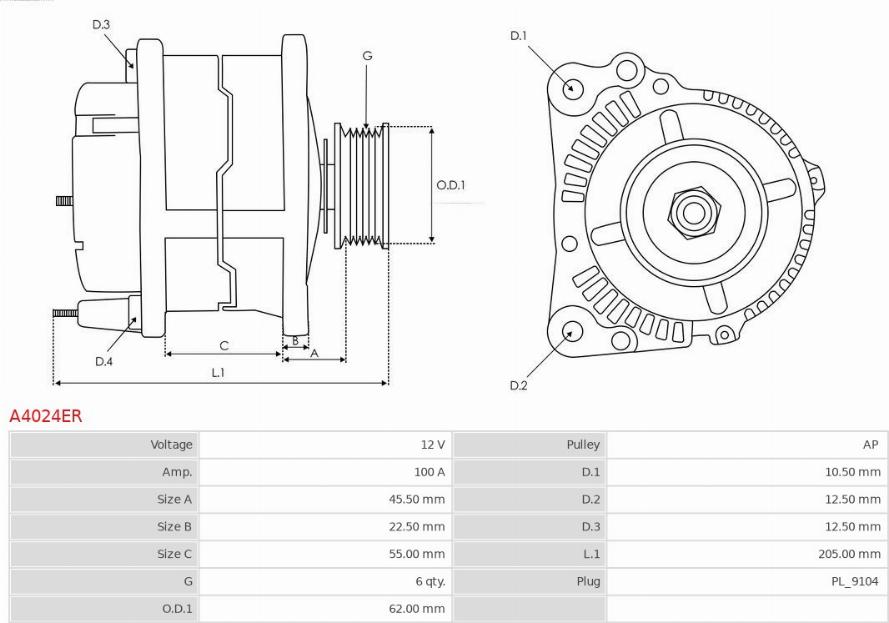 AS-PL A4024ER - Генератор autozip.com.ua