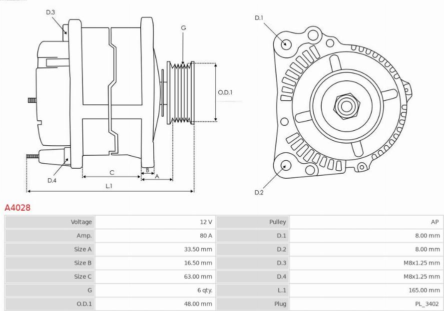 AS-PL A4028 - Генератор autozip.com.ua