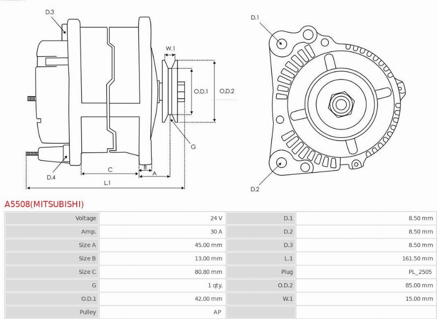 AS-PL A5508(MITSUBISHI) - Генератор autozip.com.ua