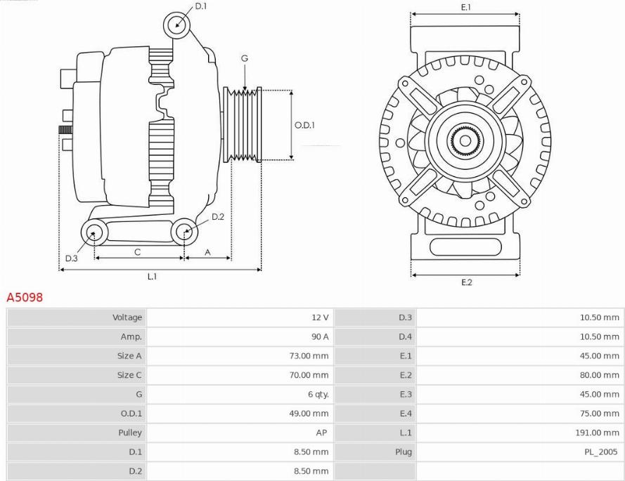 AS-PL A5098 - Генератор autozip.com.ua