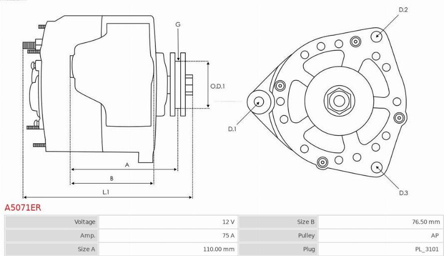 AS-PL A5071ER - Генератор autozip.com.ua