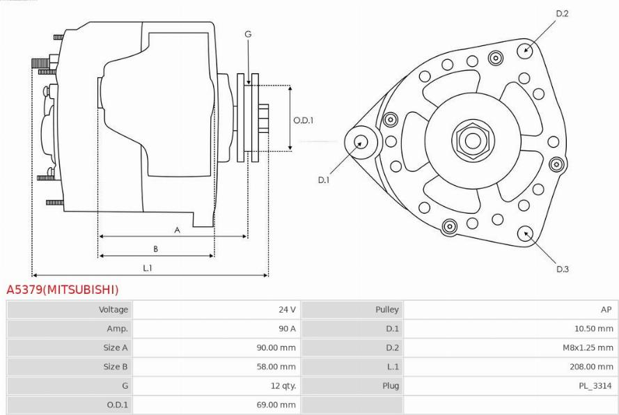 AS-PL A5379(MITSUBISHI) - Генератор autozip.com.ua