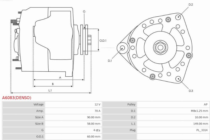 AS-PL A6083(DENSO) - Генератор autozip.com.ua