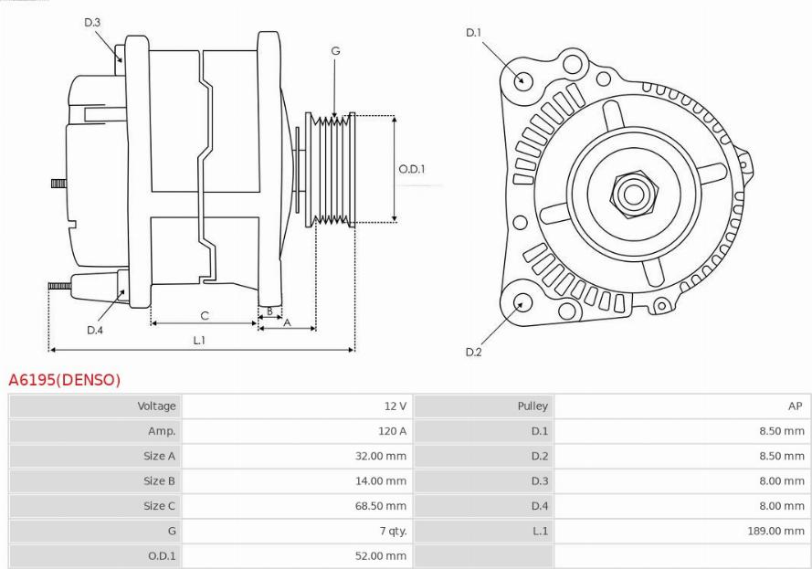 AS-PL A6195(DENSO) - Генератор autozip.com.ua