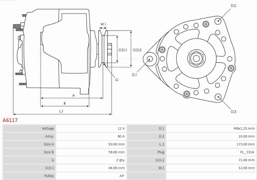 AS-PL A6117 - Генератор autozip.com.ua