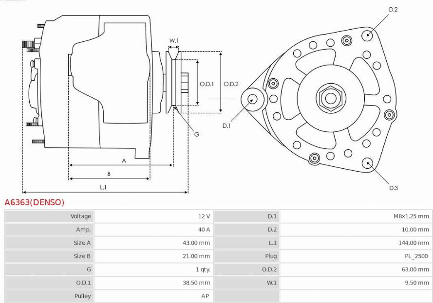 AS-PL A6363(DENSO) - Генератор autozip.com.ua