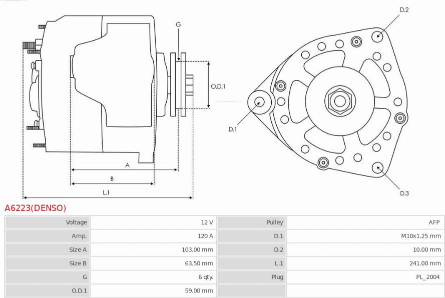 AS-PL A6223(DENSO) - Генератор autozip.com.ua