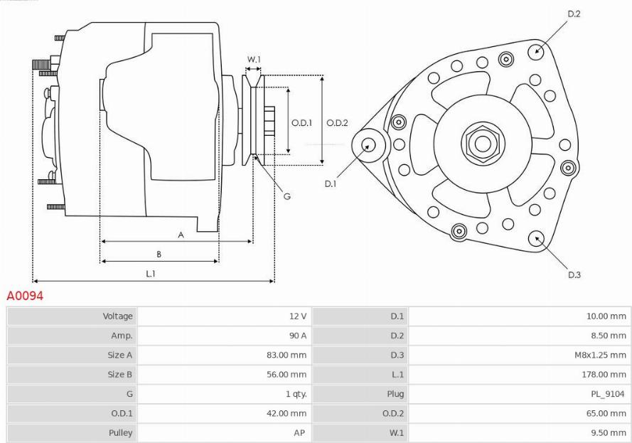 AS-PL A0094 - Генератор autozip.com.ua