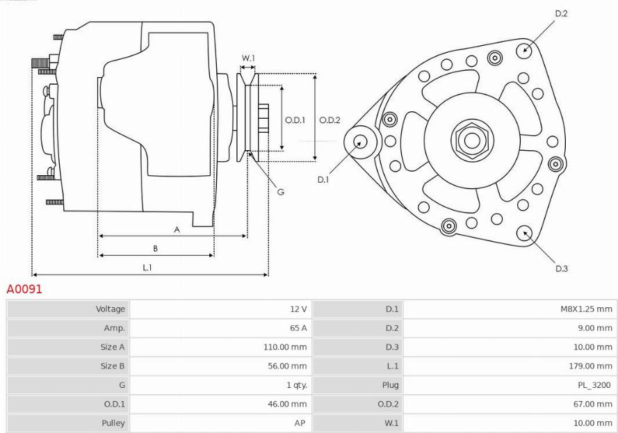 AS-PL A0091 - Генератор autozip.com.ua