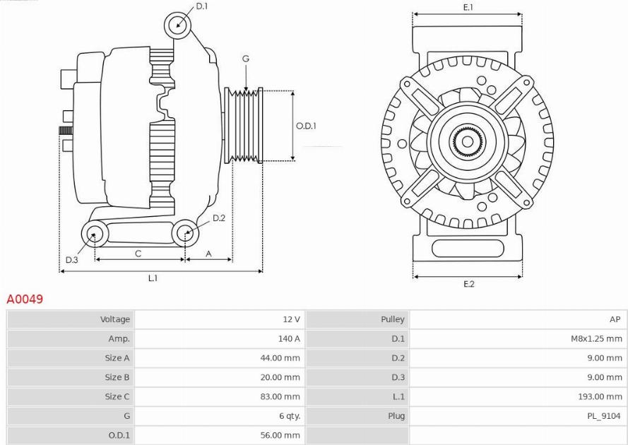 AS-PL A0049 - Генератор autozip.com.ua