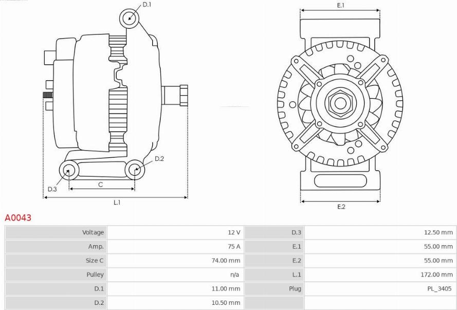 AS-PL A0043 - Генератор autozip.com.ua