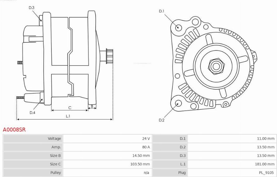 AS-PL A0008SR - Генератор autozip.com.ua
