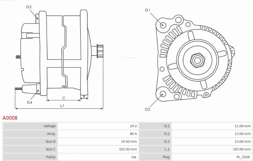 AS-PL A0008 - Генератор autozip.com.ua