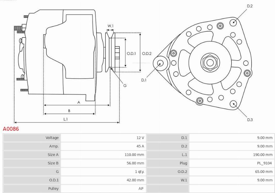 AS-PL A0086 - Генератор autozip.com.ua